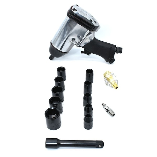 Air Locker 16pcs 1/2 Inch Air Impact Wrench Kit Includes Sockets Extension with Case IR002A - main